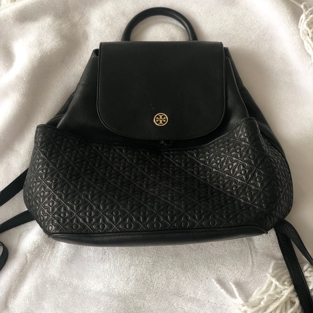 Tory Burch black leather backpack